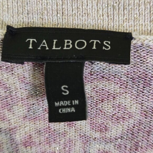 Talbots Vintage Burgundy Print Metallic Cardigan Sweater Size S - Picture 6 of 7